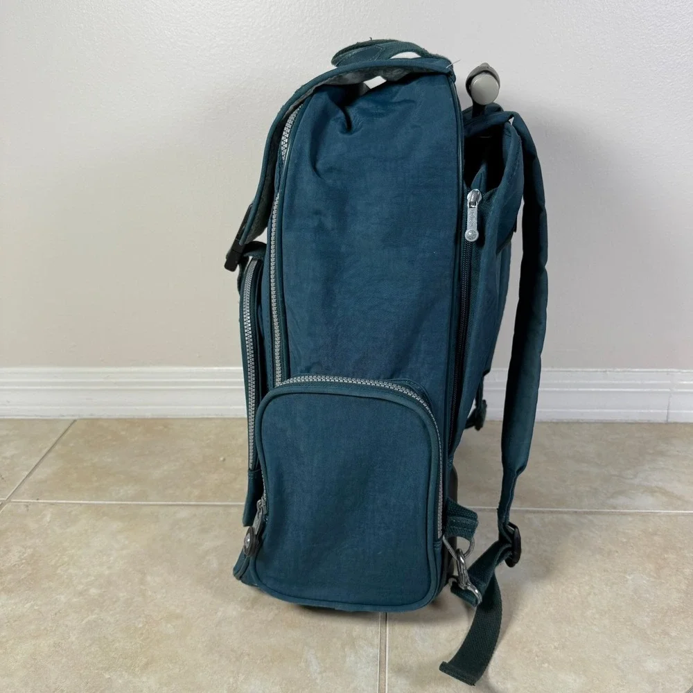 Kipling Alcatraz Rolling Backpack Unisex Large Teal Blue Convertible Laptop Bag